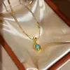 Collar de Zirconia con Forma de Gota de Agua Galvanizado en Oro Real de 18 Quilates, Cadena para Clavícula Estilo Niche de Lujo Ligero para Vacaciones, Collar Retro Estilo Étnico para Mujeres