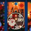Novo Placa de Madeira de Natal Desenho Animado Velho Boneco de Neve Letra Placa de Madeira Pendurada na Porta Luz LED Placa Redonda de Boas-Vindas para Porta