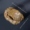 Peça de Escultura de Caranguejo Portátil para Homens Brincarem, Pequenos Enfeites de Animais, Artesanato em Madeira