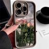 Capa de silicone com flor de rosa rosa adequada para iPhone 15promax, Apple 14 Trendy, 13 resistente a quedas, 12 Cyber Celebrum, 11