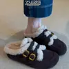 Zapatos Birkenstock Auténticos de Cuero Lana Estilo Retro para Mujer 2026 Otoño Invierno Felpa Cálida Piel Algodón Puntera Cerrada Pantuflas de Algodón