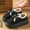 Zapatos de Algodón Versátiles Estilo Ins Retro Versión Coreana de Fábrica para Mujer, Calzado de Exterior para Otoño e Invierno, Mocasines Cálidos con Forro de Felpa