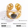 Anillo de ágata negra de oro de 18 quilates de acero inoxidable europeo y americano, anillo de piedra natural de alta calidad, joyería de mano de acero de titanio, anillos transfronterizos