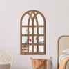 MZ423 Adhesivos de pared de espejo acrílico de madera de arco de ventana tridimensional de imitación transfronteriza, espejo decorativo autoadhesivo para pared de fondo