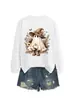 Amazon Wish Estação Europeia Nova Moda Divertida Feminina Mago Fantasma Retrô Floral Moletom de Manga Longa Comércio Exterior