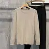Nueva camiseta de punto jacquard lisa de cuello redondo, suéter blanco de manga larga para hombre, para primavera y otoño, para ir al trabajo