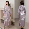 Roupão Feminino Estampado Plus Size de Verão, Roupão de Banho de Cetim Imitação de Seda de Luxo, Roupa de Casa Feminina