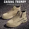 Botas Martin Casuais Antiderrapantes Resistentes ao Desgaste para Uso Externo Masculinas Outono Inverno Novos Sapatos de Trabalho Botas de Caminhada Solado Grosso Cano Alto Sapatos de Proteção do Trabalho Masculinos