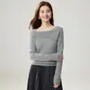 / Toque macio como nuvem_ Suéter de cashmere estilo xale de um ombro, amigável à pele, macio e confortável, tricô canelado, suéter de manga longa