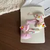 Novo Presilha de Cabelo Infantil com Laço Floral de Renda Amarelo e Rosa Presilha Lateral Presilha para Franja