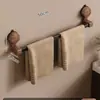 Ventosa Nogal Toallero Perchero de Almacenamiento Montado en la Pared para Baño sin Perforaciones Barra para Colgar Toallas Toallero de Baño