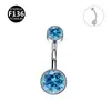 Liga de titânio F136 espessura 1,6mm haste 6-14mm zircônia cilíndrica dupla joia para piercing no umbigo atacado