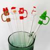 Serie Navideña Tapón de Silicona para Popote Tapón Antipolvo 10mm Taza de Hielo Fábrica Transfronteriza Venta al por Mayor Stock Listo Se Puede Personalizar