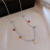 Dongdaemun Zircon Flower Oval Geometric Necklace Exquisite Cold Style Clavícula Corrente Light Luxury High-end Necklace para Mulheres
