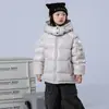 Jaqueta de Penas Infantil Estilo Coreano Para Meninos e Meninas Infantil Grande Acolchoada com Capuz Removível Penugem de Pato Branco Jaqueta Quente Estilo Ocidental