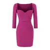 Estilo Urbano Celebridad de Internet Sexy Escote Bajo Ceñido Midi Falda Bodycon Adelgazante Vestido de Punto