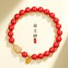 Pulseira feminina de ágata vermelha natural e sândalo, pulseira com pingente de cabaça de jade Hetian e ouro da sorte, presente para namoradas