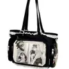 Bolsa de hombro tipo ita bag con insignia transparente estilo japonés, bolso diario para muñecas, bolso de estudiante para la escuela y el trabajo, bolso tote, bolso cruzado