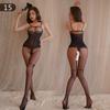 Europeu e Americano lingerie sexy malha conjunta oco preto uniforme das mulheres sedutoras sexy oco condole cinta meias conjuntas