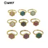 WT-R468 anel hexagonal de design de diamante antigo da moda com pedra semipreciosa natural acessórios unissex para uso diário e versátil