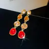 Pendientes Retro Europeos y Americanos de Plata con Aguja de Diamante Incrustado y Bloques de Color, Pendientes de Botón Versátiles de Gama Alta a la Moda para Mujer, Lujo Ligero de Nicho, Vintage