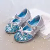 Zapatos para Niñas Zapatos de Princesa 2026 Primavera y Otoño Estilo Nuevo Zapatos de Cuero Plateado Elegantes Zapatos de Vestir para Niñas con Lentejuelas Planos Brillantes