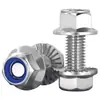 Juego Completo de Tornillo y Tuerca de Brida Cruzada de Acero Inoxidable 304 con Pernos de Cabeza Hexagonal Exterior y Arandelas Antideslizantes