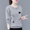 Camiseta de manga larga para mujer Primavera y Otoño Nuevo talla grande estilo western ropa de mamá suelta todo-partido suéter pullover camiseta interior top para mujer