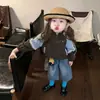 Ropa de Otoño/Invierno para Niñas 2026 Nuevo Estilo Coreano Temática del Bosque Chaqueta Color Block Azul y Marrón para Niñas Atuendo Versátil de Moda para Niñas