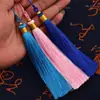 13CM Seda de Hielo Borla Nudo Chino Accesorio Colgante para Coche Material Hecho a Mano DIY Borla de Abanico Hilo Dorado Bicolor Borla Colgante Pequeña
