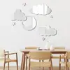 Pegatinas de Pared Espejo Acrílico Luna Estrellas Nubes Pegatinas de Pared Acrílicas con Adhesivo Calcomanías de Arte Decoración de Pared