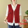 Cárdigan de punto trenzado vintage nuevo talla extra para mujer, chaleco suéter corto sin mangas de algodón puro de corte holgado para primavera y otoño