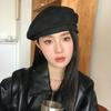 Boina Coreana Lavada Vieja Estrella de Cinco Puntas para Mujer, Versátil Sombrero de Pintor de Botón Pequeño que Muestra el Rostro, Tendencia de Sombrero Retro Americano