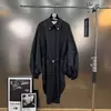 Vestido Outono 2025 Versátil Emagrecedor com Gola Lapela Mangas Bufantes Longas com Design de Cintura Marcada e Estilo Único