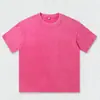 Camiseta de punto vintage de algodón pesado, estilo europeo y americano, teñida con cera lavada, manga corta holgada, para hombre y mujer, logo estampado personalizado bajo pedido