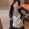 Conjunto de Camiseta de Manga Longa com Renda Estilo Coreano Falso Duas Peças e Saia Plissada de Veludo Cotelê para Meninas - Outono 2026