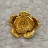 Botões Metálicos de Flor Tridimensional 38mm Costurados à Mão para Casacos Femininos e Jaquetas de Pele, Botões Decorativos Florais, Acessórios para Vestuário