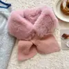 Bufanda Triangular de Punto Blanca Pura Estilo Japonés Suave Reductora de Edad para Mujer en Otoño e Invierno Bufanda de Piel Sintética de Conejo Rex de Gama Alta