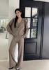 Traje de Punto Moderno Transfronterizo para Mujer 2025 Otoño e Invierno Nuevo Abrigo Camisola + Pantalones de Pierna Ancha de Cintura Alta Conjunto de Tres Piezas