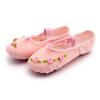 Nuevos Zapatos de Baile para Niños Suela Blanda Lona Práctica Zapatos de Ballet Garra de Gato Flor Rosa Zapatos Rojos 8003