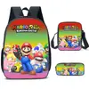 Mochila de Liberación Rápida Transfronteriza de Dibujos Animados de Mario para Estudiantes de Primaria y Secundaria Bolsa Escolar de Tres Piezas Mochila Bolso de Hombro Estuche para Lápices Venta al por Mayor