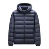 Chaqueta de plumón para hombre 2026 Otoño/Invierno, Capucha desmontable, 90% plumón de pato, Cálida, Informal, Ligera, Abrigo de plumón moderno para hombres jóvenes
