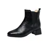 24 Outono/Inverno Comércio Exterior Transfronteiriço Estilo Coreano Salto Grosso Salto Baixo Botas de Cano Curto Botas Femininas Tamanho Grande 40-46 Botas de Cano Curto Simples Meio da Panturrilha