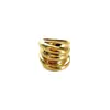 Anillo de Acero de Titanio Trenzado Multicapa, Chapado en Oro de 18 Quilates, No se Desvanece, Versión Ancha, Anillo para Mujer, Joyería de Lujo Ligero Europea y Americana, Venta al por Mayor de una Pieza