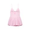 Aliexpress Comercio Exterior Venta al por Mayor 2025 Verano Nuevo Estilo Europeo y Americano Elegante y a la Moda Falda de Tirantes Rayada Rosa