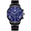 Reloj de Negocios para Hombre de Estilo Nuevo Transfronterizo Simple Escala Moda Falso Tres Ojos Correa de Acero No Mecánico Casual Calendario Reloj de Hombre