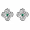 2026 Novas Brincos de Flor de Trevo Rotativos da Moda para Comércio Exterior, Conjunto de Joias Femininas com Corrente para Clavícula Doce e Elegante