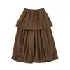 Pantalones casuales para niña Wulibu, conjunto de dos piezas de falda-pantalón de verano con una falda transpirable, pantalones versátiles integrados de longitud 7/8