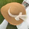 Sombrero de Paja Nuevo Estilo 2026 para Mujer con Lazo de Encaje, Sombrero de Sol de Ala Ancha Estilo Francés de Verano, Sombrero de Sol para la Playa