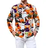 Camisas para Hombre Serie de Halloween Europea y Americana 2025 Nuevas Camisas de Manga Larga Impresión Digital 3D Camisas Coloridas para Hombre